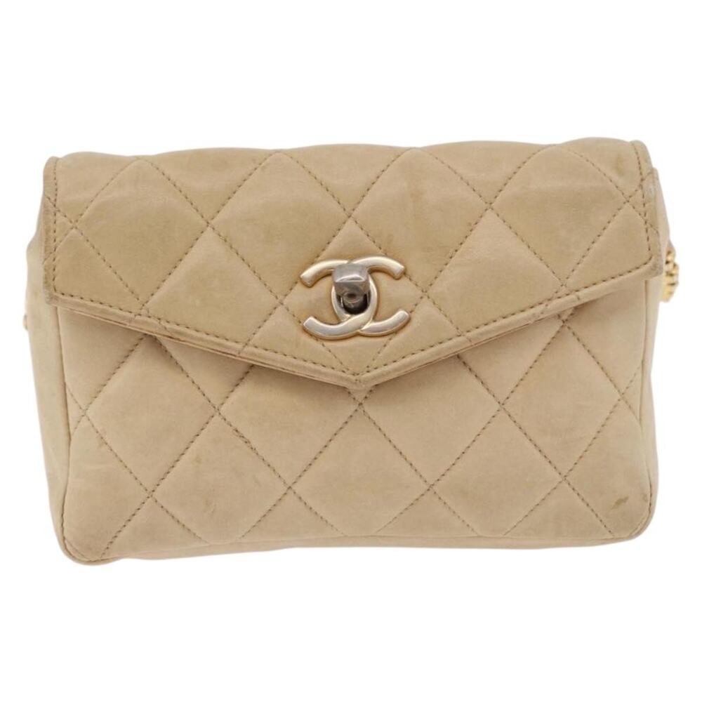 Chanel Matelasse Lambskin Leather Waist Bag Beige